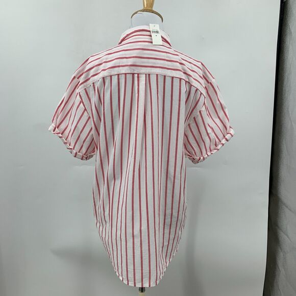 Gap Shirt Womens M Medium White Red Striped Short Sleeve Button Front Cotton - Picture 6 of 14